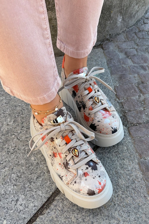 Skórzane Sneakersy Na Platformie Maciejka 06891-18 Beżowe