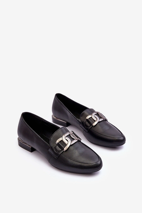 Mokasyny Damskie Z Ozdobą Czarne Camilena