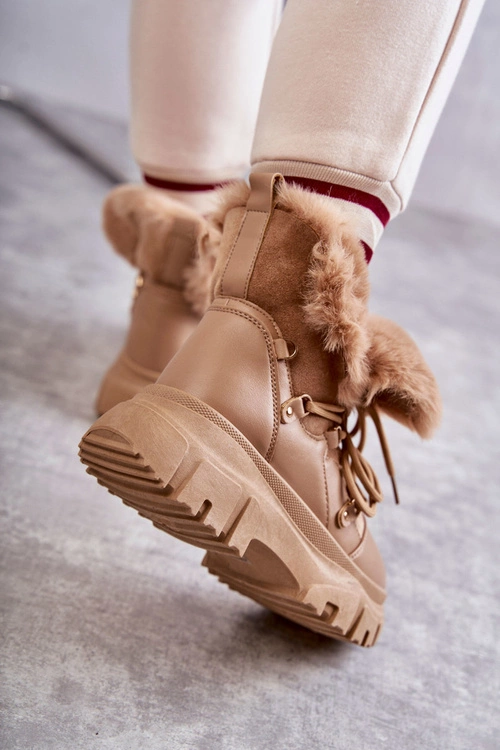 Ocieplane Botki Trapery Ciemnobeżowe Charles