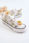 Dziecięce Trampki Na Rzep Z Printem Białe Lace