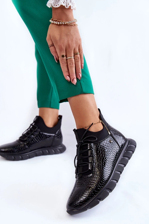 Damskie Lekkie Wsuwane Sneakersy Czarne Soroco