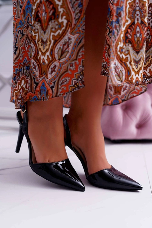 Szpilki Damskie Lakierowane W Szpic Czarne Precise