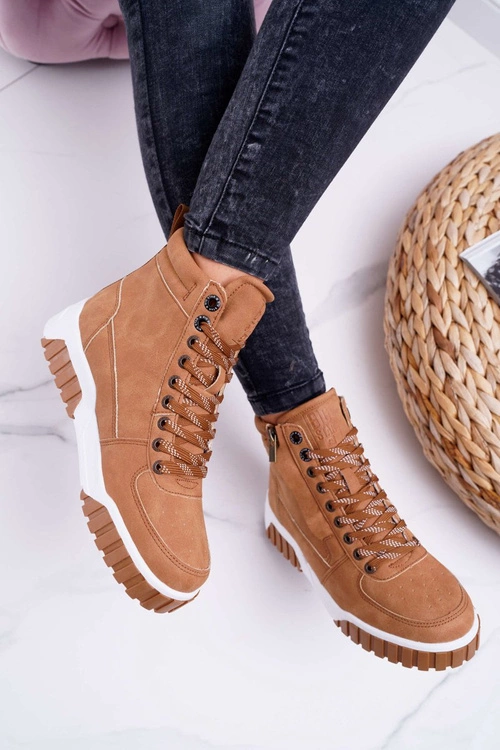 Damskie Sportowe Obuwie Big Star Wysokie Camel EE274224