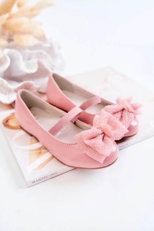 Dziecięce Lakierowane Balerinki Z Kokardą Różowe Zolly