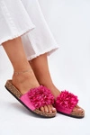 Klapki Damskie Na Korkowej Podeszwie Z Kwiatkami Fuksja Ferenza