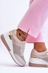 Damskie Skórzane Ażurowe Buty Sportowe Jasnobeżowe Virginia