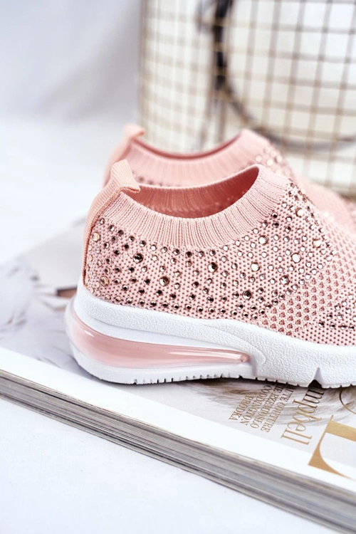 Obuwie Sportowe Dziecięce Z Cyrkoniami Różowe Linda