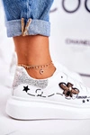 Damskie Sportowe Buty Sneakersy Z Muchą Białe Srebrne Amour