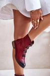 Ocieplane Botki Damskie Na Zamek Bordowe Evalith