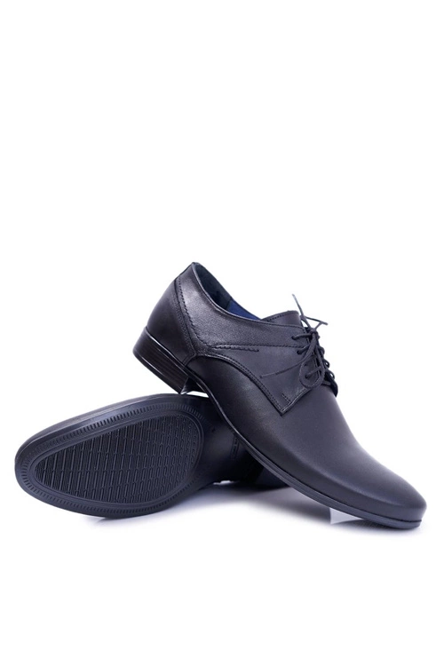 Nikopol 1622 Męskie Czarne Skórzane Wizytowe Półbuty