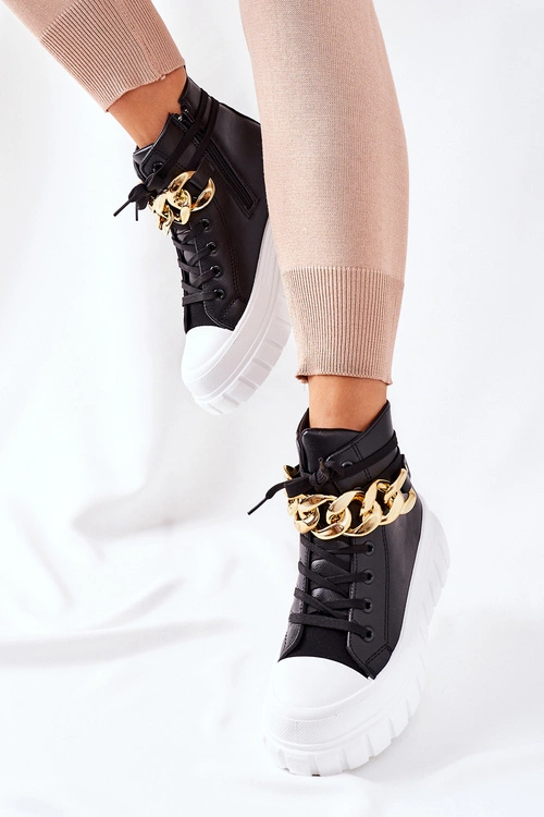 Wysokie Trampki Na Platformie Czarne La Rocca