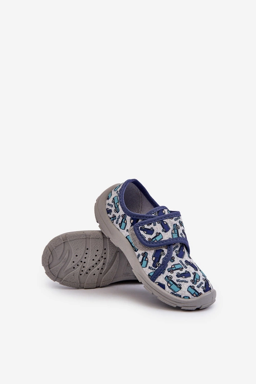 Kapcie Dziecięce Na Rzep Befado 974X529 Szaro-Granatowe