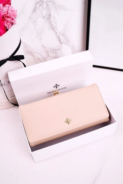 Duży Portfel Damski Zapinany Na Bigiel MILANO Ecru