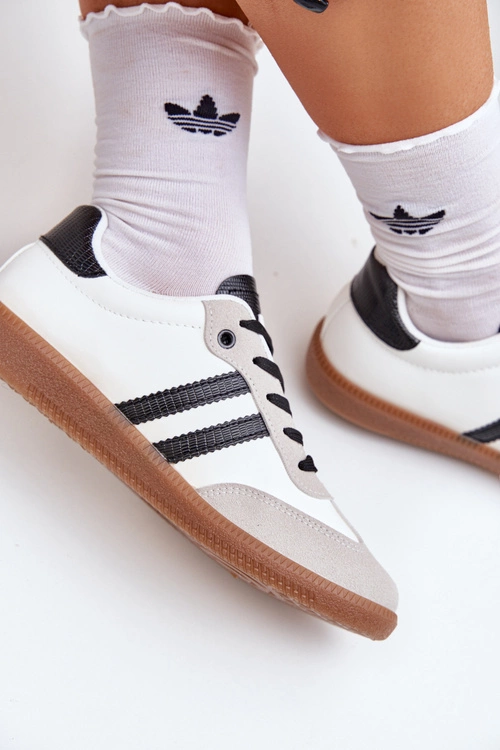 Niskie Trampki Tenisówki Damskie Biało-Czarne Loredis