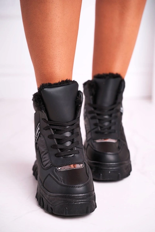 Damskie Sportowe Śniegowce Z Futerkiem Czarne Euphoria