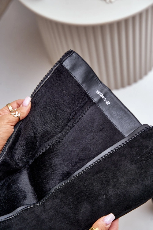 Ocieplane Kozaki Na Słupku Eko Zamszowe Przed Kolano Czarne Leamirael