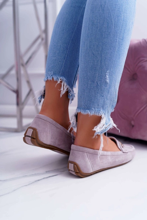 Mokasyny Damskie Lekkie Eko-zamsz Lila Róż Think