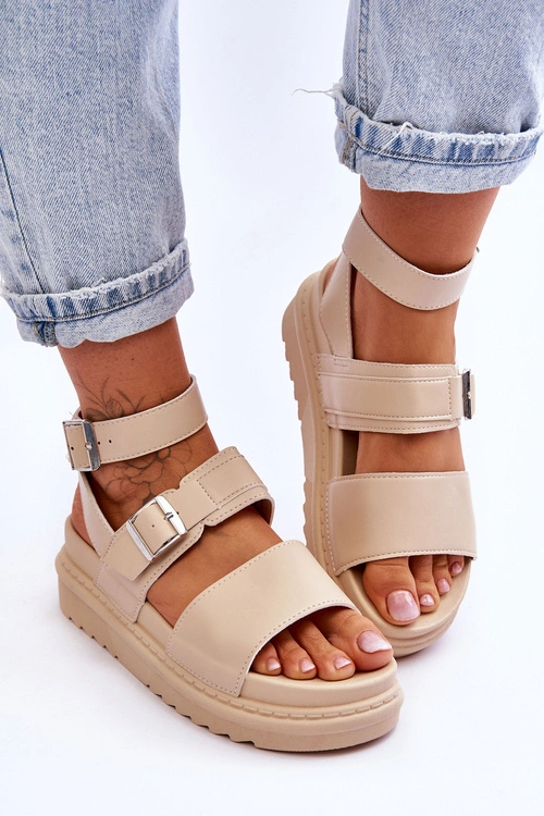 Damskie Sandały Z Paskiem Beżowe Hever