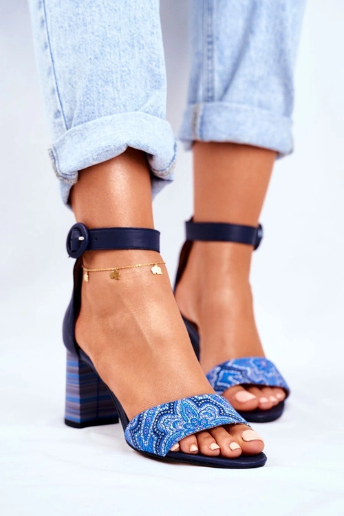 Damskie Sandały Maciejka Skórzane Granatowe 04235-17/00-5