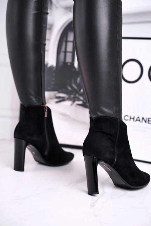 Damskie Botki na Słupku Laura Messi Czarne 2200