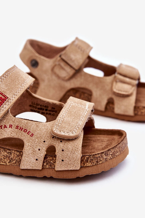 Dziecięce Lekkie Sandałki Na Rzepy Big Star LL374140 Beżowe