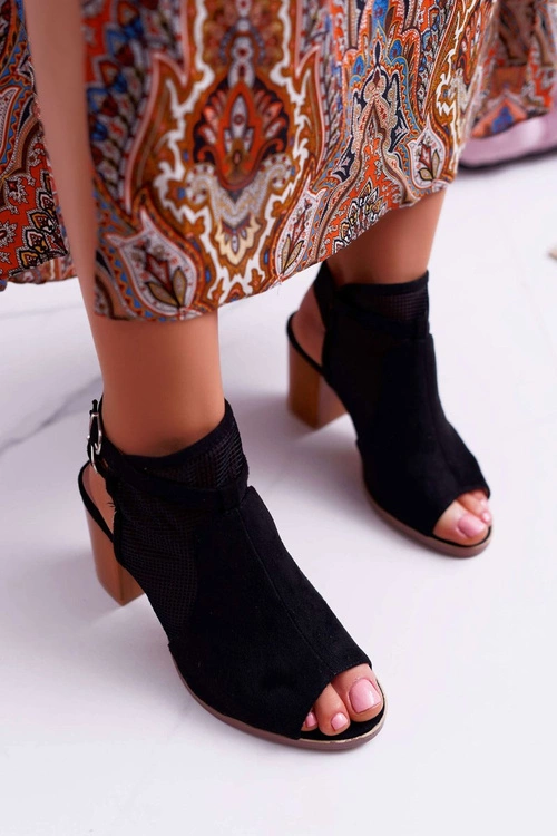 Sandały Damskie Zamszowe Czarne Thido