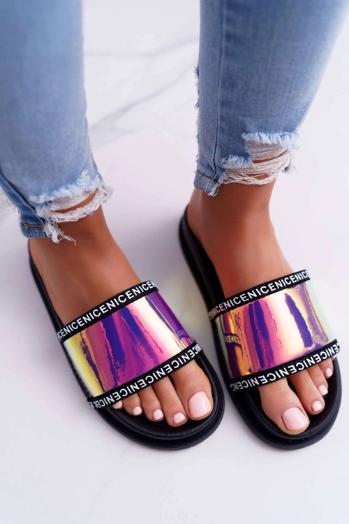 Damskie Klapki Różowe Opalizujące Nerdo