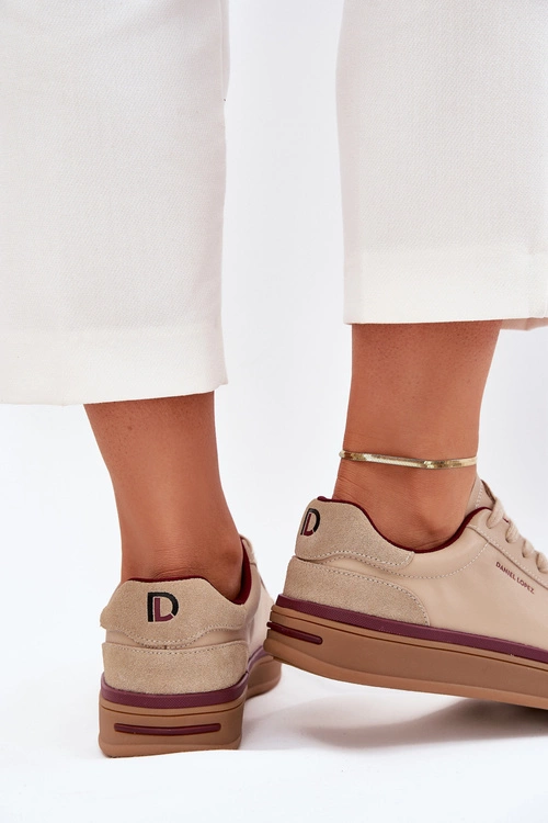 Skórzane Damskie Sneakersy Daniel Lopez Just Dare SS2D4007 Beżowe