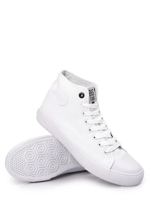 Męskie Klasyczne Wysokie Trampki BIG STAR FF174551 Białe