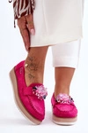Damskie Mokasyny Na Platformie Z Kamieniami Fuksja Elonore