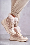Damskie Śniegowce Sznurowane Jasny Beż Anna