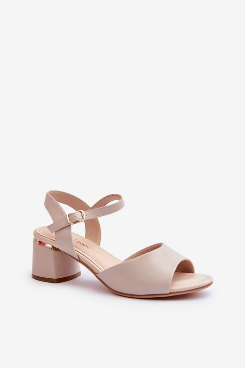 Sandały Damskie Na Niskim Obcasie Eko Skórzane Sergio Leone SK876 Jasnoszare