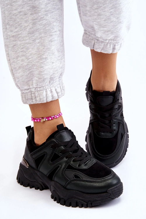 Klasyczne Sportowe Buty Na Platformie Czarne Bowie