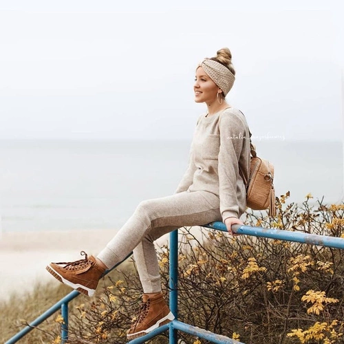 Damskie Sportowe Obuwie Big Star Wysokie Camel EE274224