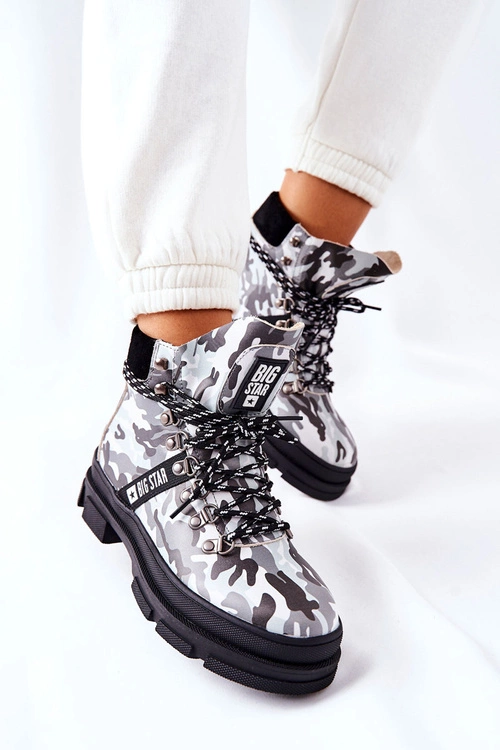 Skórzane Trapery Botki Big Star II274368 Moro Czarne