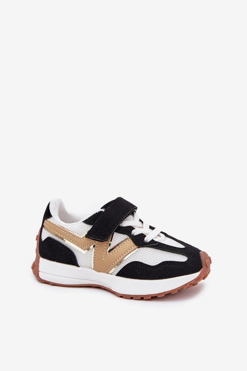 Sneakersy Dziecięce Na Rzep Biało-Czarne Tezzu