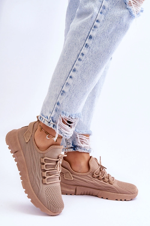 Damskie Wsuwane Buty Sportowe Sneakersy Ciemnobeżowe Rosett