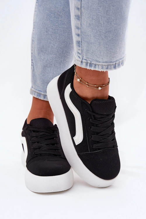 Sneakersy Damskie Na Platformie Czarne Tellnira