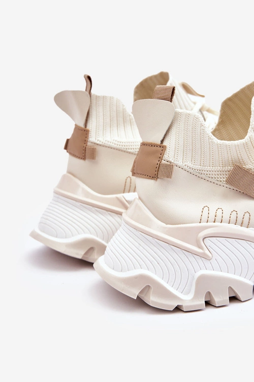 Damskie Sneakersy Skarpetkowe Wsuwane Beżowe Keaton