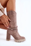Damskie Kozaki Na Słupku Lewski Shoes 3246 Cappucino