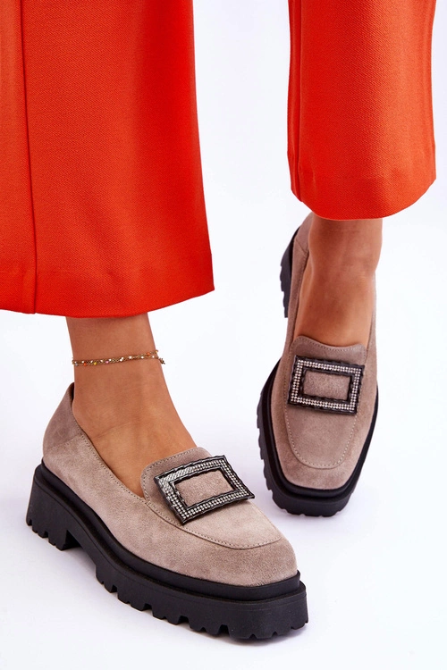 Wygodne Zamszowe Mokasyny Beżowe Agathe