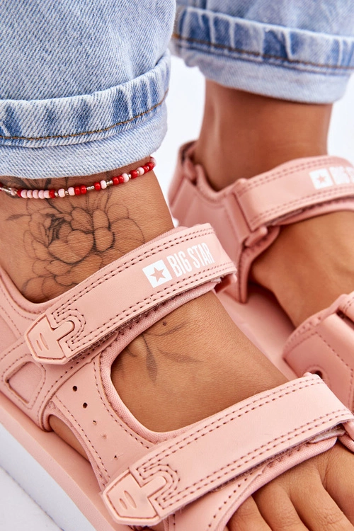 Damskie Sportowe Sandały Na Platformie Big Star LL274788 Różowe