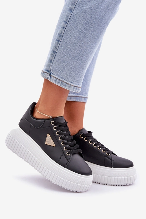 Stylowe Sneakersy Na Masywnej Platformie Czarno-Białe Vallexia