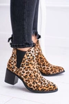 Damskie Botki Sztyblety W Panterkę Na Słupku Nity Savage