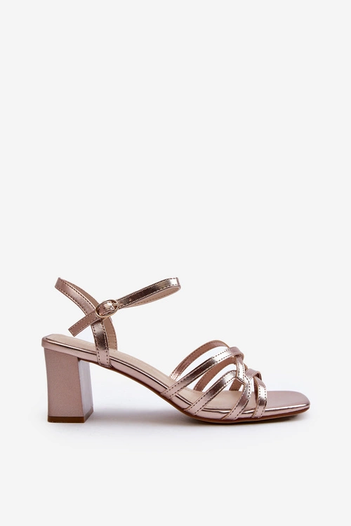 Sandały Damskie Na Słupku Sergio Leone SK065 Złote