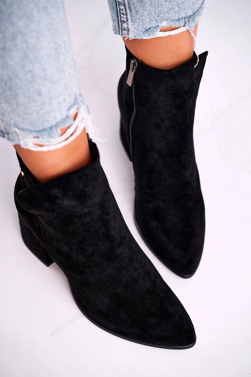 Botki Damskie Ciepłe Eko Zamsz Czarne So Good