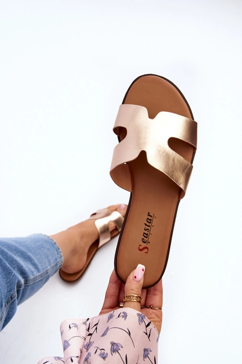 Damskie Klapki Z Wycięciem Różowe Złote Lumossa