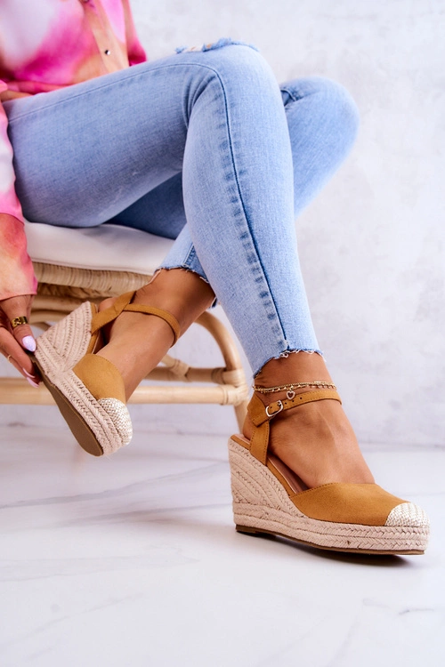 Damskie Espadryle Na Plecionej Platformie Camel Canillo