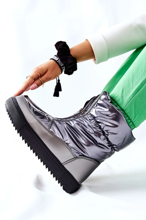 Damskie Śniegowce Ocieplane Szare Monile