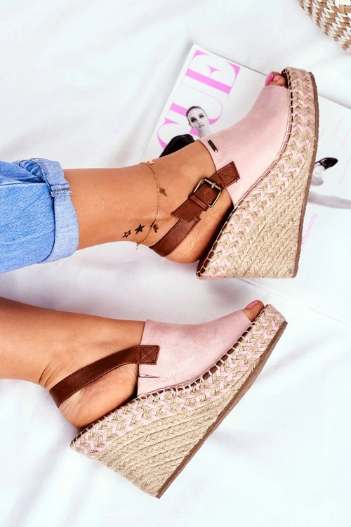 Sandały Damskie Na Koturnie Big Star Różowe FF274984